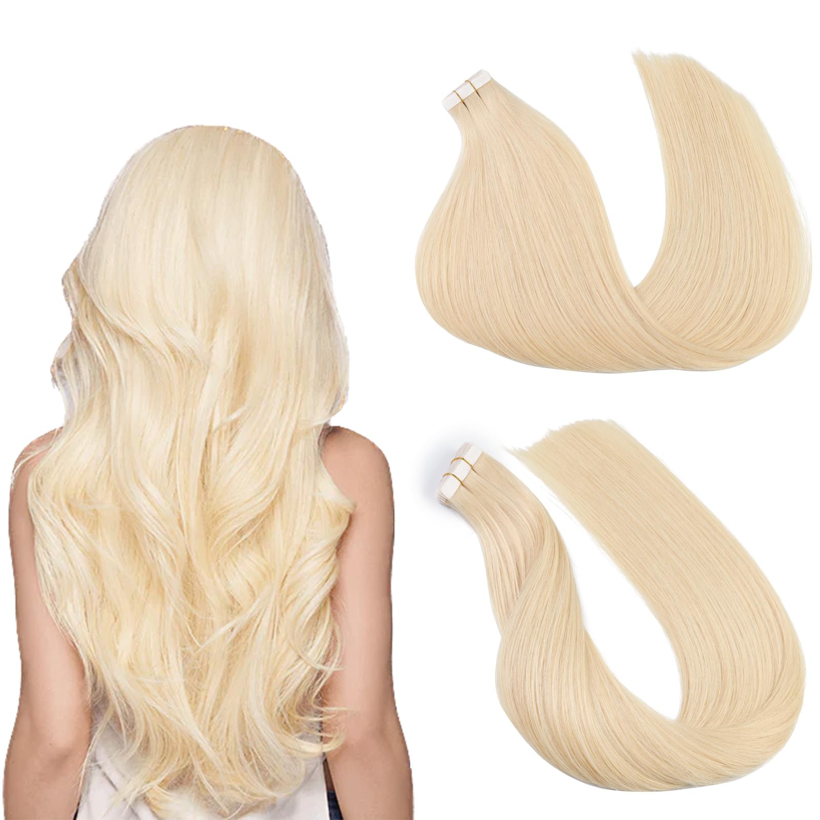 Invisible Tape In Extensions Real Hair - بليتش شعر بشري أشقر 20 بوصة