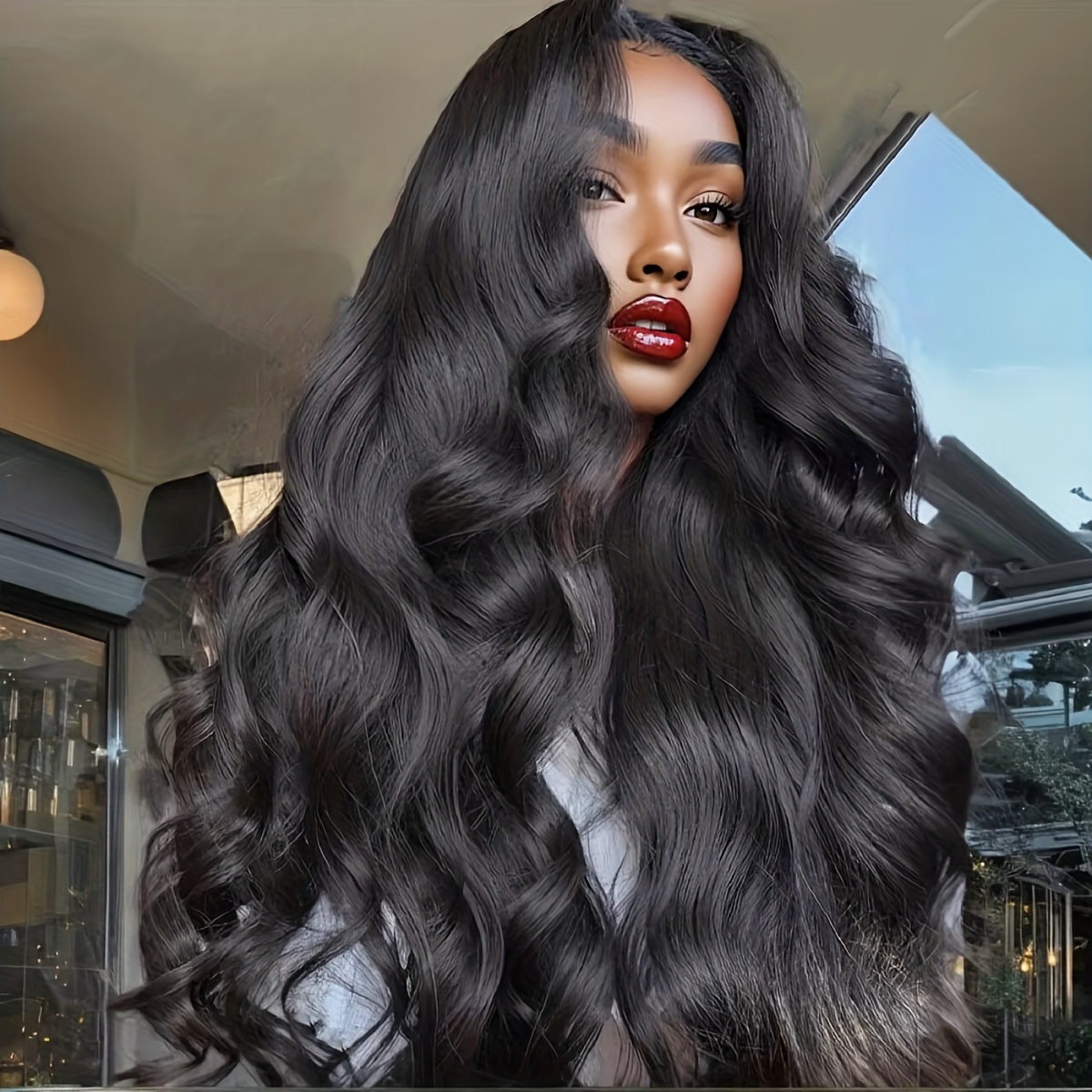 Hd Lace Frontal Wig Human Hair Pre Plucked - شعر مستعار بشري مموج بكثافة 200%،