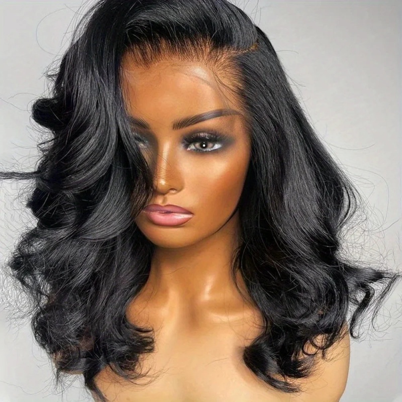 Glueless Wear And Go Human Hair Wig - شعر مستعار قصير مموج بنسبة 200%