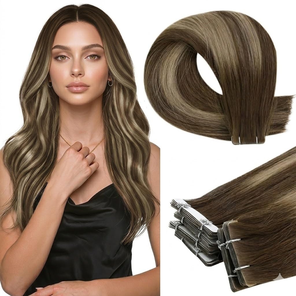 Invisible Tape In Extensions Real Hair - وصلات شعر فيرجن بالشريط اللاصق من