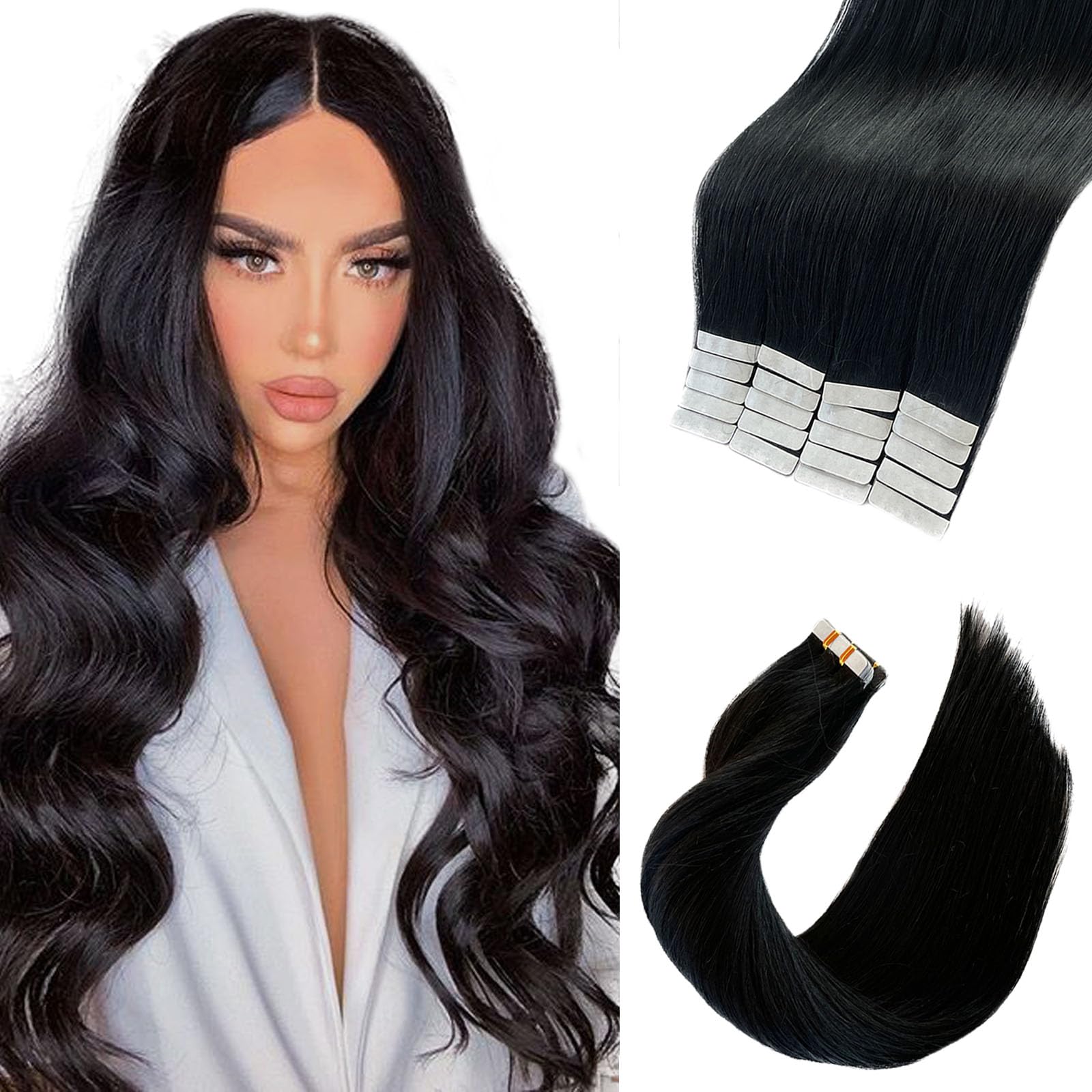 Invisible Tape In Extensions Real Hair - وصلات شعر بشري قابلة للصق #