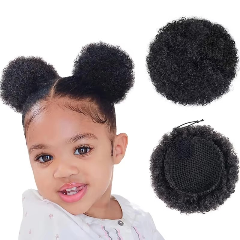 Drawstring Afro Curly Puff Ponytail - قطعة واحدة/عبوة، شعر مستعار طبيعي أسود