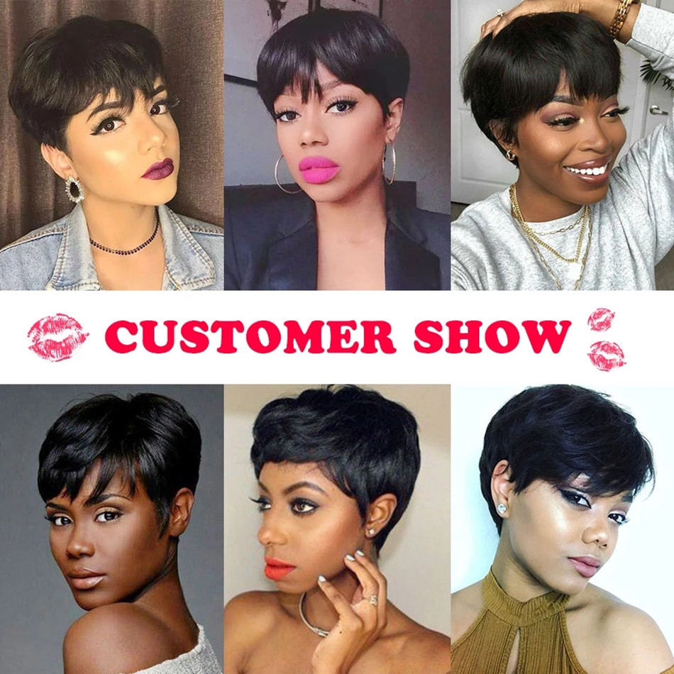 باروكات شعر طبيعي قصيرة بقصة ب - مراجعة Short Pixie Cut Wig Human Hair Cheap وسعره