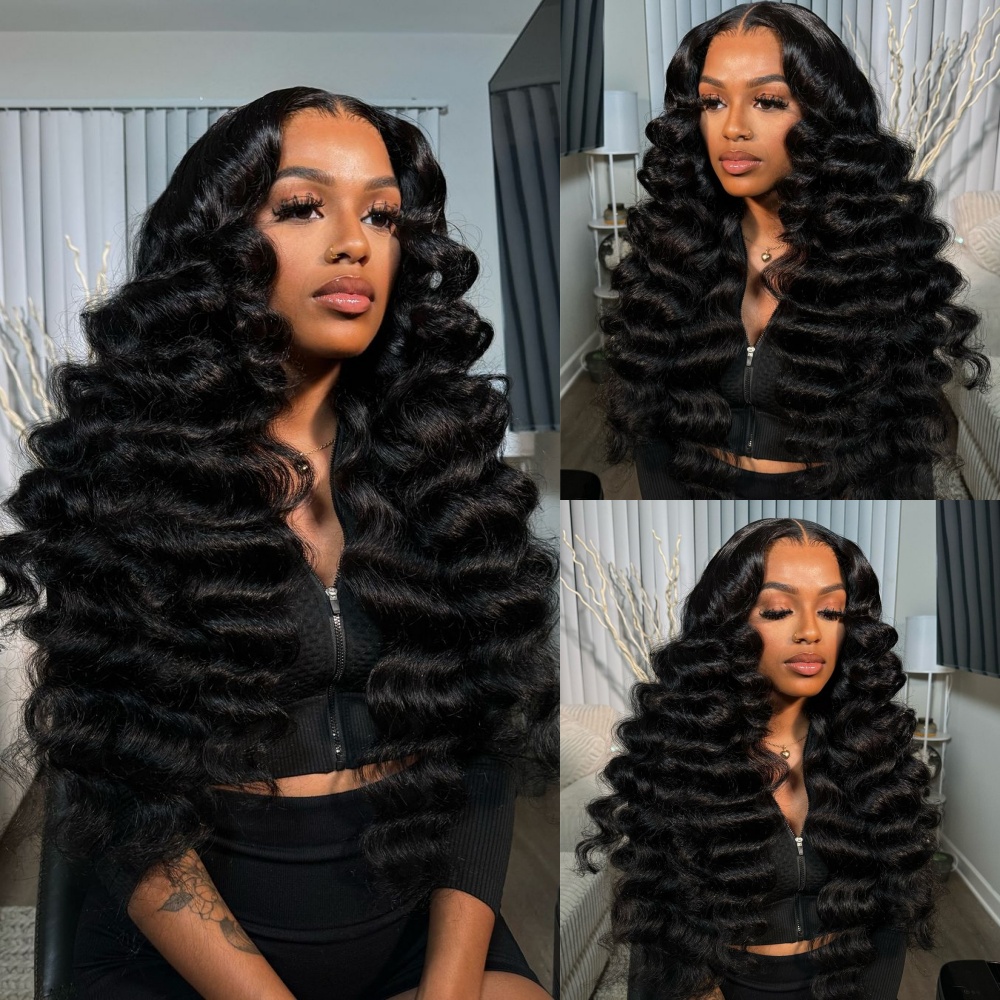 حزم شعر بشري مموج عميق فضفاض م - مراجعة Deep Wave 3 Bundles With Closure وسعره