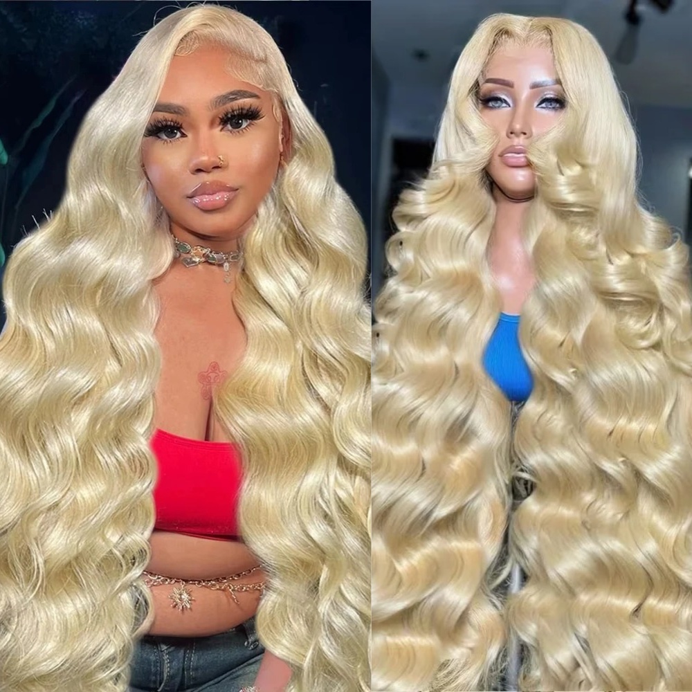 باروكة شعر طبيعي مموج بلون أشق - مراجعة 613 Blonde Body Wave Lace Front Wig وسعره