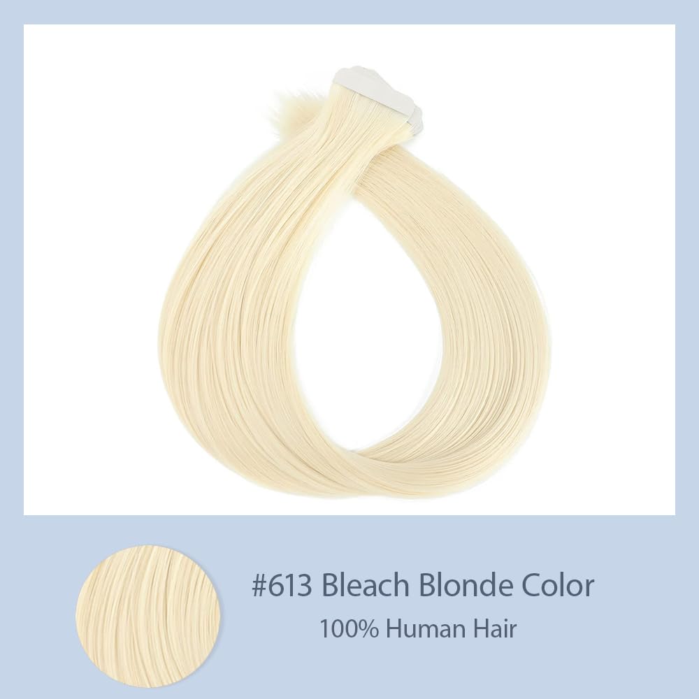 26 بوصة شقراء مستقيم الشريط في - مراجعة Invisible Tape In Extensions Real Hair وسعره