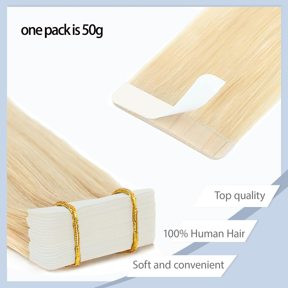 26 بوصة شقراء مستقيم الشريط في - مراجعة Invisible Tape In Extensions Real Hair وسعره