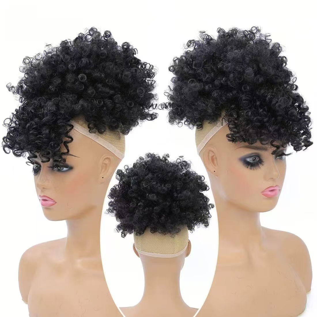 وصلة شعر ذيل حصان قصيرة برباط  - مراجعة Drawstring Afro Curly Puff Ponytail وسعره