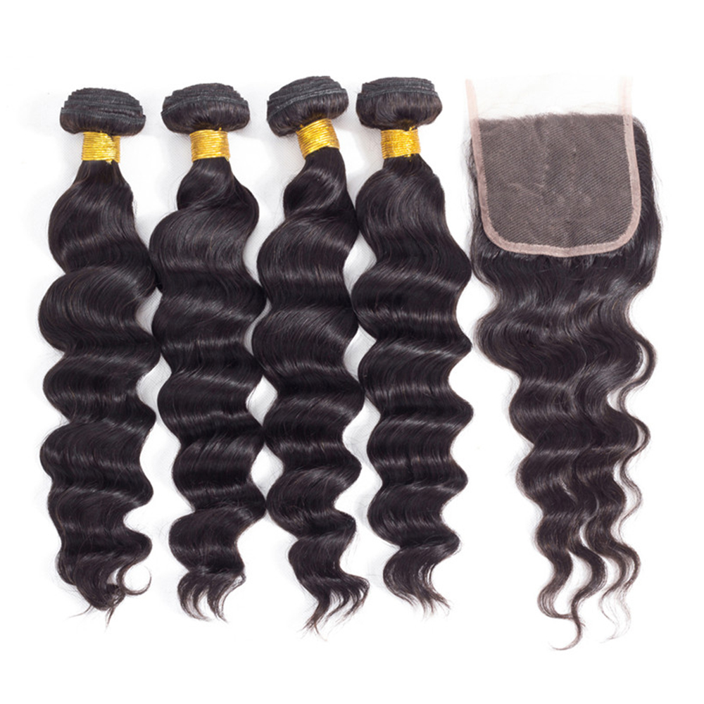 وصلات شعر بشري مموج فضفاض 30 ب - مراجعة Deep Wave 3 Bundles With Closure وسعره