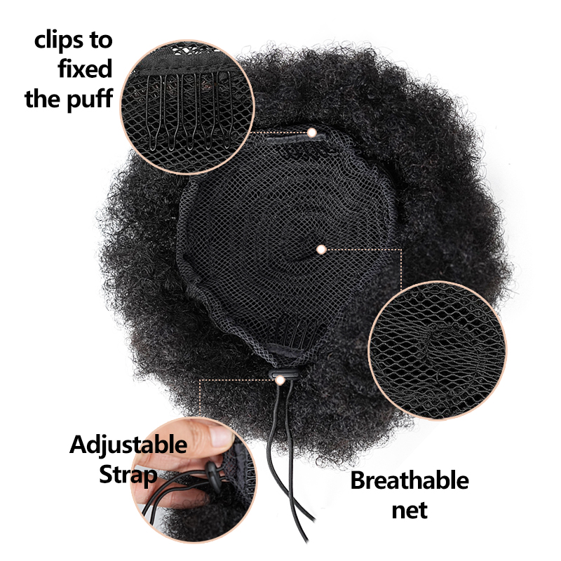 8 بوصة الأفرو نفخة الرباط ذيل  - مراجعة Drawstring Afro Curly Puff Ponytail وسعره
