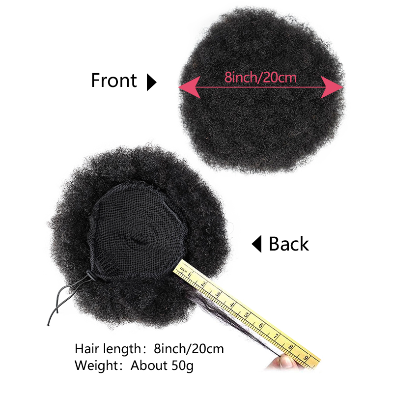 8 بوصة الأفرو نفخة الرباط ذيل  - مراجعة Drawstring Afro Curly Puff Ponytail وسعره