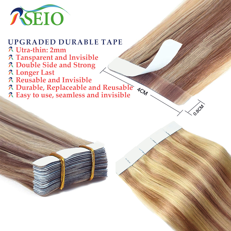 RSEIO-شريط مستقيم-وصلات شعر بش - مراجعة Invisible Tape In Extensions Real Hair وسعره