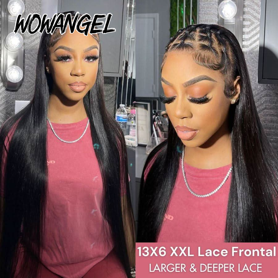 شعر مستعار WOWANGEL مستقيم بفت - مراجعة Hd Lace Frontal Wig Human Hair Pre Plucked وسعره