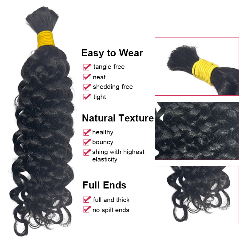 شعر بشري مموج للضفائر بدون خصل - مراجعة Water Wave Bulk Human Hair For Braiding وسعره