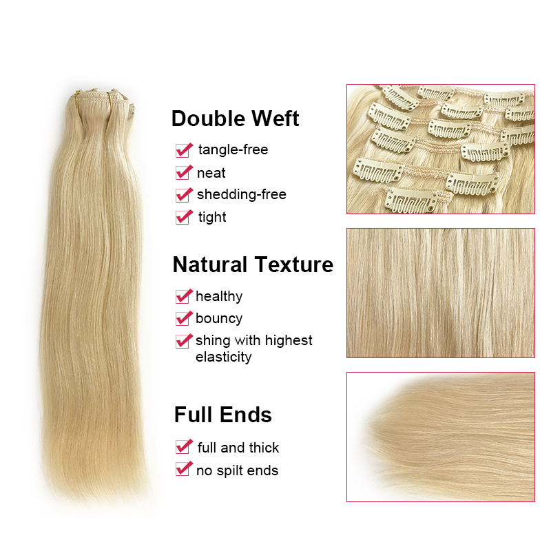 وصلات شعر طبيعية من علي كوين،  - مراجعة Seamless Clip In Hair Extensions Human Hair وسعره