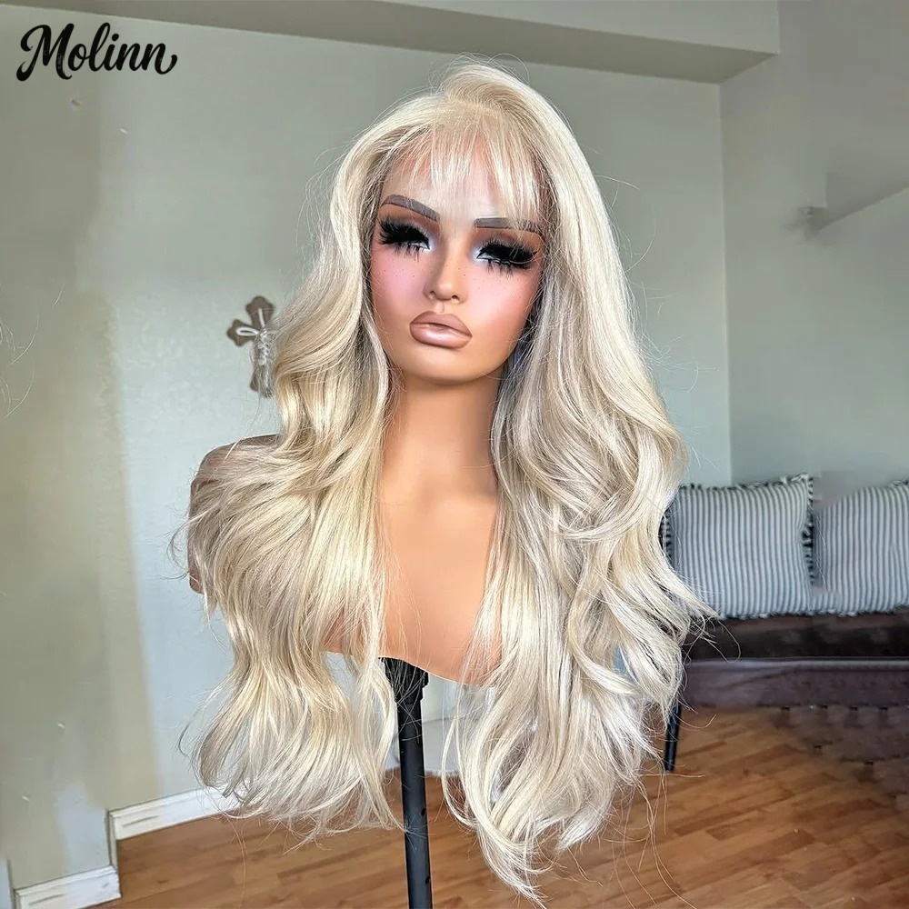 شعر مستعار صناعي مموج بلون أشق - مراجعة 613 Blonde Body Wave Lace Front Wig وسعره