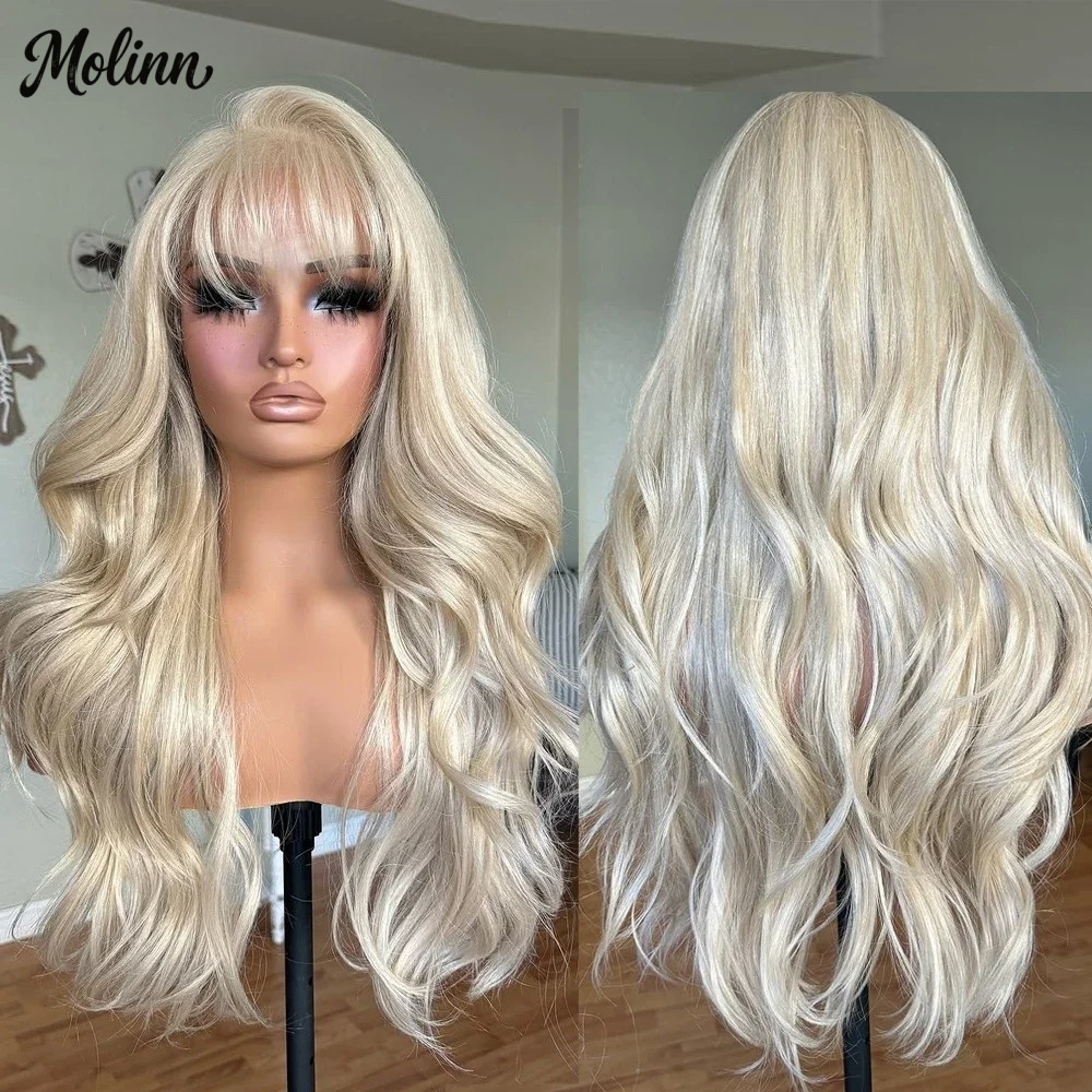 شعر مستعار صناعي مموج بلون أشق - مراجعة 613 Blonde Body Wave Lace Front Wig وسعره