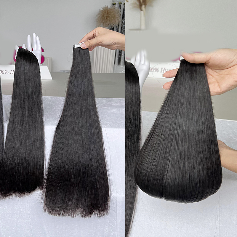 وصلات شعر مستقيمة لاصقة 100% ش - مراجعة Invisible Tape In Extensions Real Hair وسعره